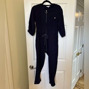 Sundry Navy Zippered jumpsuit